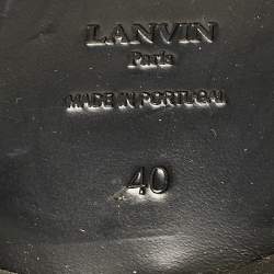 Pre Owned Lanvin Black Leather Chain Detail Lace Up Ankle Length Boots Size 40