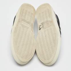 Pre Owned Lanvin Black Leather Crystal Embellished Lace Up Sneakers Size 38