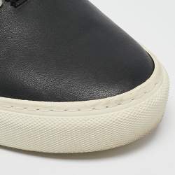 Pre Owned Lanvin Black Leather Crystal Embellished Lace Up Sneakers Size 38