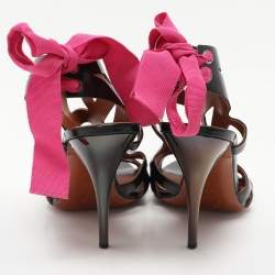 Lanvin Black Patent Leather Strappy Sandals Size 40