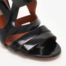 Lanvin Black Patent Leather Strappy Sandals Size 40