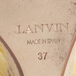 Pre Owned Lanvin Yellow Patent Leather Wedge Pumps Size 37