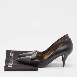 Pre Owned Lanvin Black Leather Pointed Toe Pumps Size 39