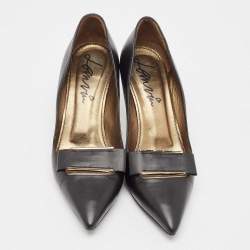Pre Owned Lanvin Black Leather Pointed Toe Pumps Size 39