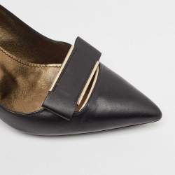 Pre Owned Lanvin Black Leather Pointed Toe Pumps Size 39