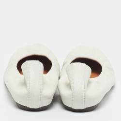 Lanvin White Leather Scrunch Ballet Flats Size 38