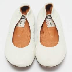 Lanvin White Leather Scrunch Ballet Flats Size 38