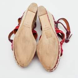Lanvin Multicolor Suede Studded Espadrille Platform Wedge Ankle Strap Sandals Size 40