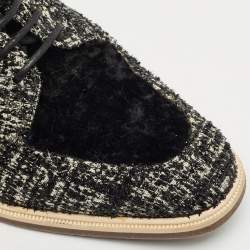 Lanvin Black/White Velvet Lace Up Derby Size 36