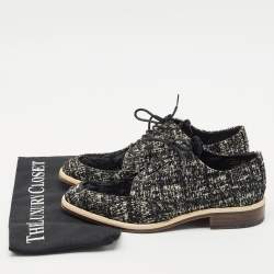 Lanvin Black/White Velvet Lace Up Derby Size 36