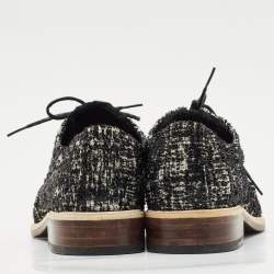 Lanvin Black/White Velvet Lace Up Derby Size 36