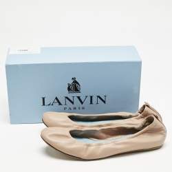 Pre Owned Lanvin Dusty Pink Leather Scrunch Ballet Flats Size 40