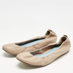 Pre Owned Lanvin Dusty Pink Leather Scrunch Ballet Flats Size 40