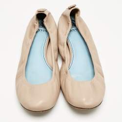 Pre Owned Lanvin Dusty Pink Leather Scrunch Ballet Flats Size 40