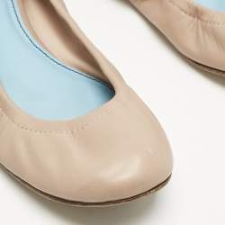 Pre Owned Lanvin Dusty Pink Leather Scrunch Ballet Flats Size 40