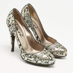 Lanvin Multicolor Printed Fabric Slip On Pumps Size 38.5