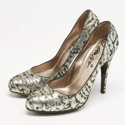 Lanvin Multicolor Printed Fabric Slip On Pumps Size 38.5