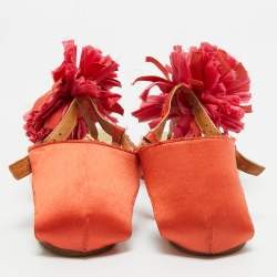 Pre Owned Lanvin Pink Satin Flower Bow Thong Espadrille Flat Sandals Size 39