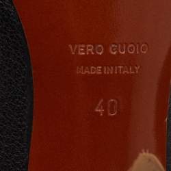 Pre Owned Lanvin Black Leather Round Toe Pumps Size 40