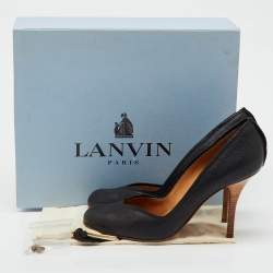 Pre Owned Lanvin Black Leather Round Toe Pumps Size 40