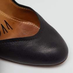 Pre Owned Lanvin Black Leather Round Toe Pumps Size 40