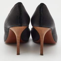 Pre Owned Lanvin Black Leather Round Toe Pumps Size 40