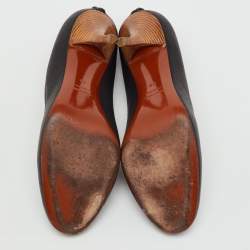 Pre Owned Lanvin Black Leather Round Toe Pumps Size 40