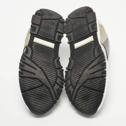 Pre Owned Lanvin Silver Leather and Fabric Cloth Trainer Sneakers Size 38