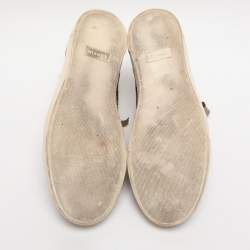 Pre Owned Lanvin Gold Quilted Leather Crystal Embellished Low Top Sneakers Size 40