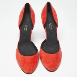 Pre Owned Lanvin Red Velvet Round Toe D'orsay Pumps Size 40