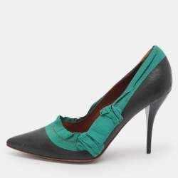 مملوكة مسبقًا Lanvin Size 40 Black/Green Fabric and Leather Pumps
