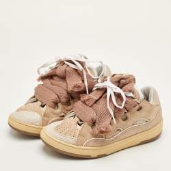 مملوكة مسبقًا Lanvin Curb Size 37 Beige/Cream Fabric and Nubuck Leather Low Top Sneakers
