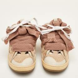 مملوكة مسبقًا Lanvin Curb Size 37 Beige/Cream Fabric and Nubuck Leather Low Top Sneakers