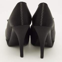 مملوكة مسبقًا Lanvin Size 38 Black Satin Platform Pumps
