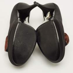 مملوكة مسبقًا Lanvin Size 38 Black Satin Platform Pumps