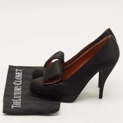مملوكة مسبقًا Lanvin Size 38 Black Satin Platform Pumps