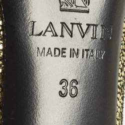 Pre Owned Lanvin Size 36 Gold Textre Leather Pointed Toe Pumps