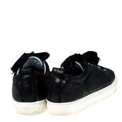 Pre Owned Lanvin Black Leather Lace Up Low Top Sneakers Size 37