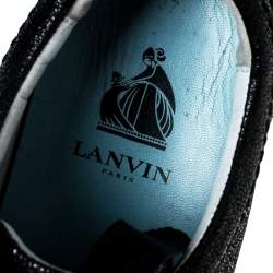 Pre Owned Lanvin Black Leather Lace Up Low Top Sneakers Size 37