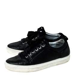 Pre Owned Lanvin Black Leather Lace Up Low Top Sneakers Size 37