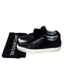 Pre Owned Lanvin Black Leather Lace Up Low Top Sneakers Size 37