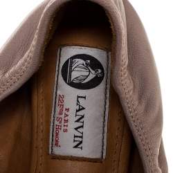 Pre Owned Lanvin Mauve Beige Leather And Metallic Python Embossed Trim Cap Toe Ballet Flats Size 39