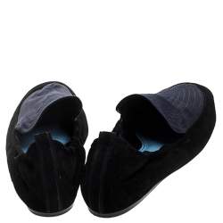 Pre Owned Lanvin Black Suede Leather And Blue Satin Scrunch Loafers Size 40
