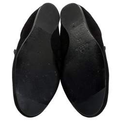 Pre Owned Lanvin Black Suede Leather And Blue Satin Scrunch Loafers Size 40