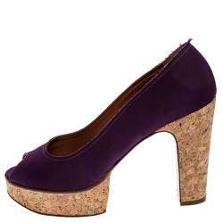 Lanvin Purple Canvas Peep Toe Platform Pumps Size 41