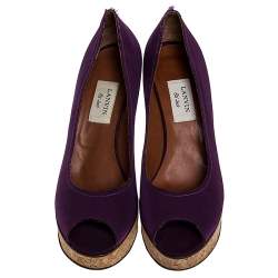 Lanvin Purple Canvas Peep Toe Platform Pumps Size 41