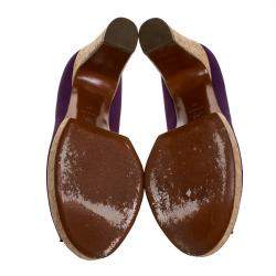 Lanvin Purple Canvas Peep Toe Platform Pumps Size 41