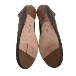 Pre Owned Lanvin Green Croc Embossed Leather Ballet Flats Size 36.5