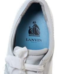 Pre Owned Lanvin Off-White Leather Lace Up Sneakers Size 39