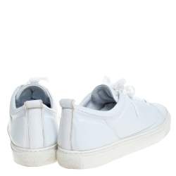 Pre Owned Lanvin Off-White Leather Lace Up Sneakers Size 39